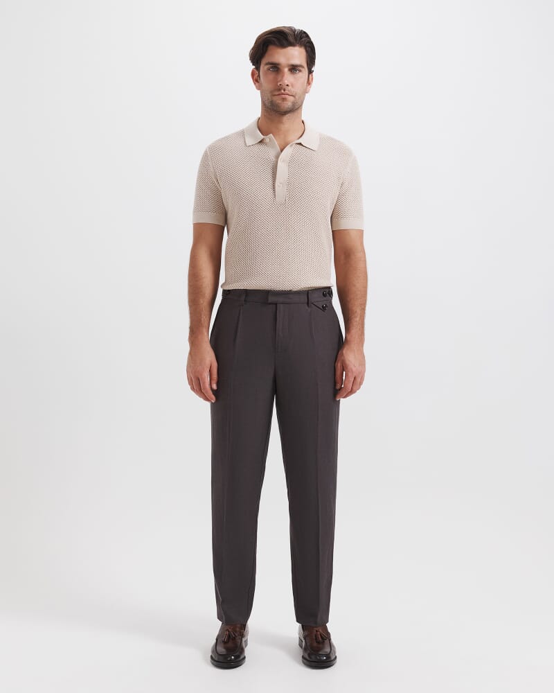 Goddard Viscose Linen Pant in CHOCOLATE