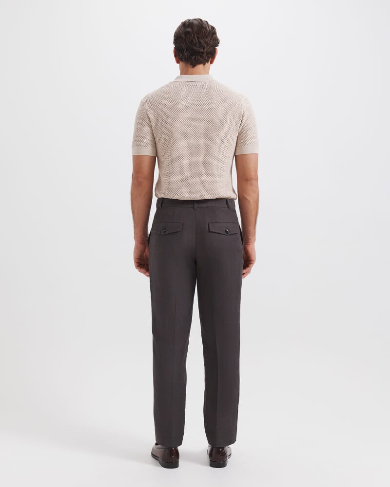 Goddard Viscose Linen Pant in CHOCOLATE