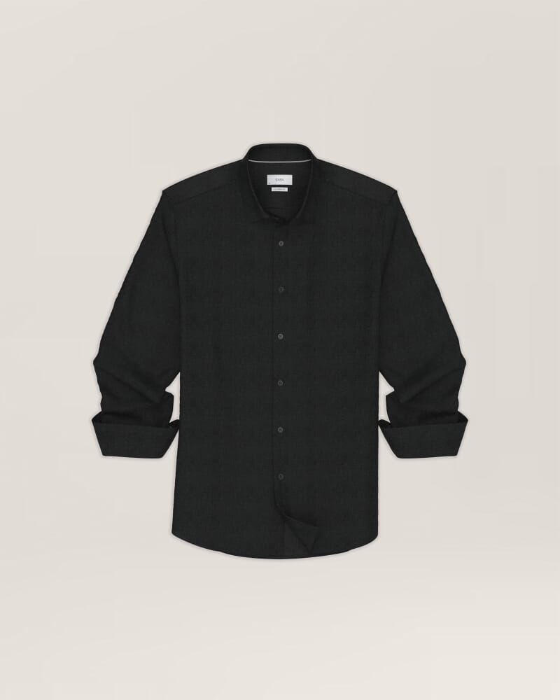 Anderson Long Sleeve Classic Linen Shirt in BLACK