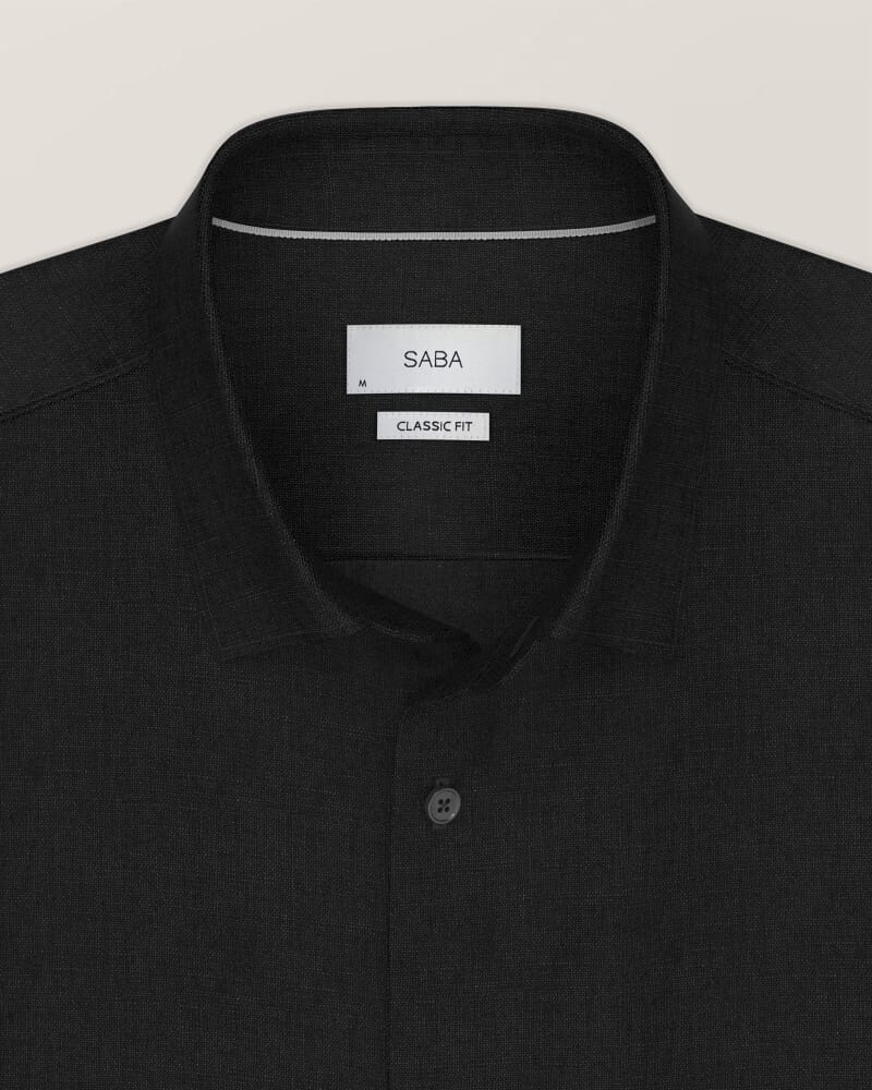 Anderson Long Sleeve Classic Linen Shirt in BLACK