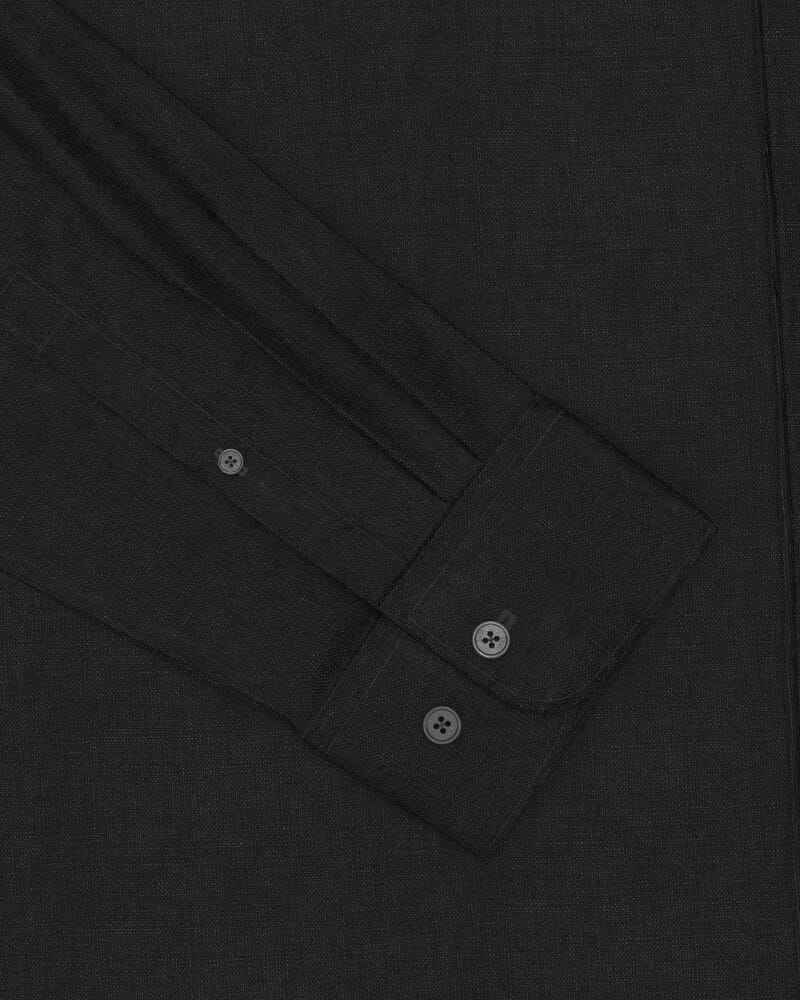 Anderson Long Sleeve Classic Linen Shirt in BLACK
