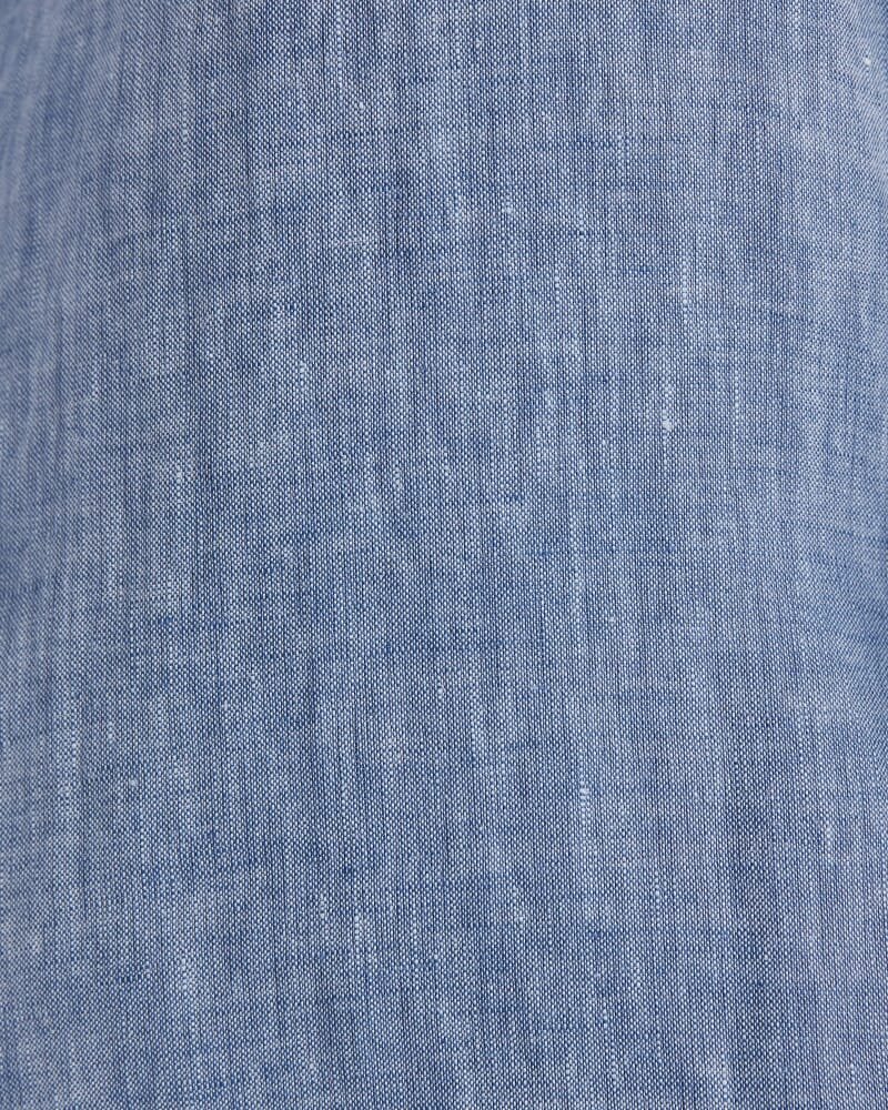 Anderson Long Sleeve Classic Linen Shirt in DENIM BLUE