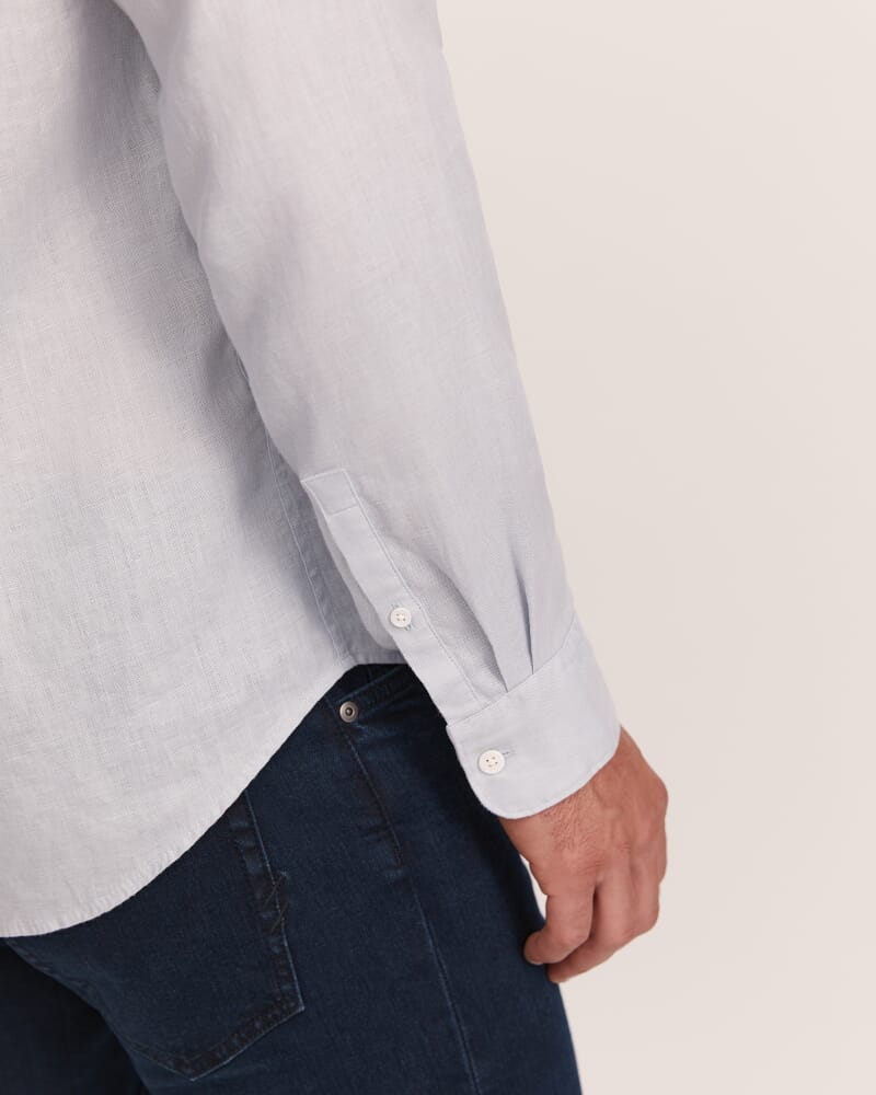 Anderson Long Sleeve Classic Linen Shirt in FOG