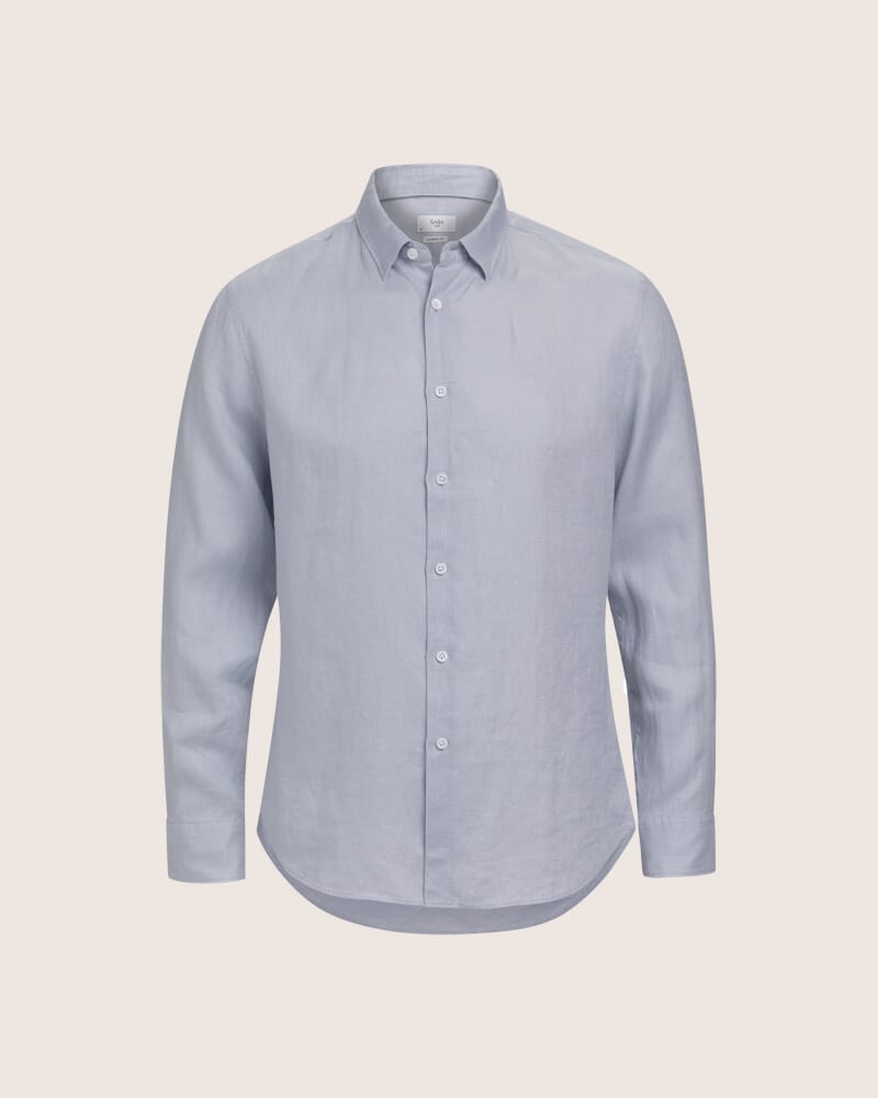 Anderson Long Sleeve Classic Linen Shirt in FOG