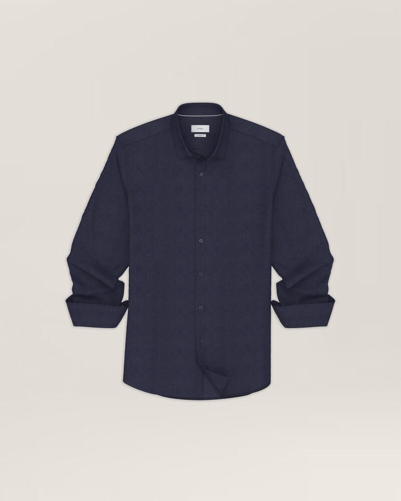 Anderson Long Sleeve Classic Linen Shirt in NAVY