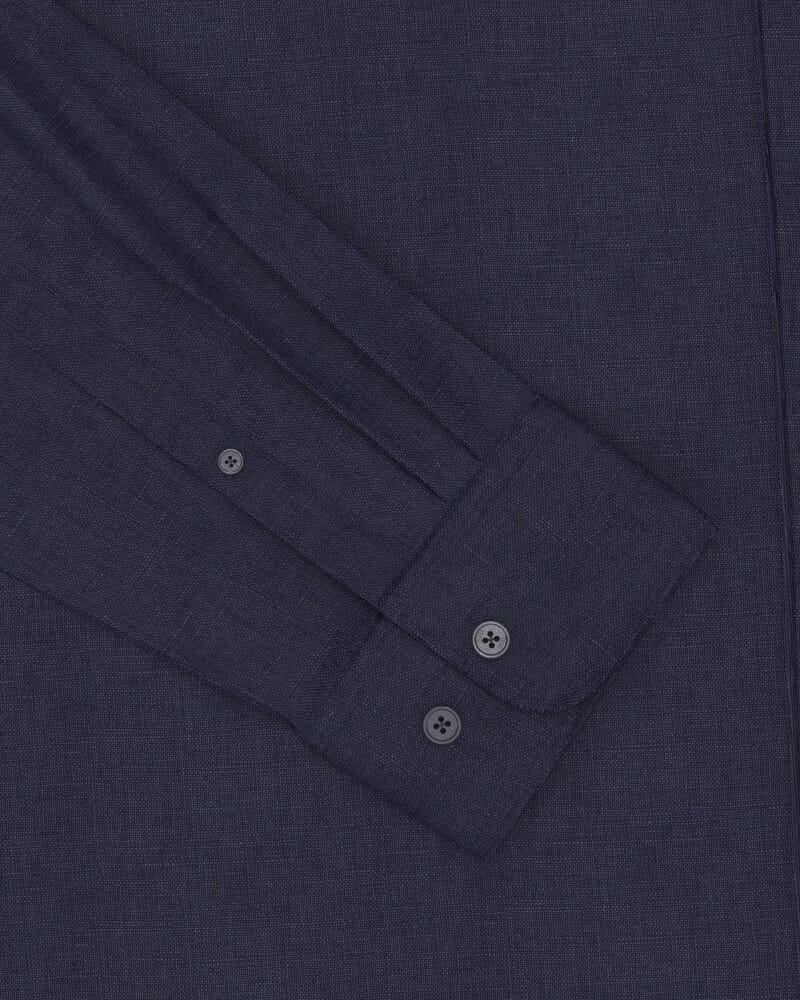 Anderson Long Sleeve Classic Linen Shirt in NAVY