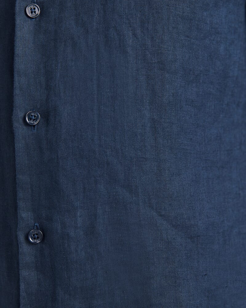 Anderson Long Sleeve Classic Linen Shirt in NAVY