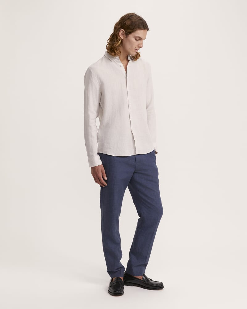 Anderson Long Sleeve Classic Linen Shirt in NEUTRAL