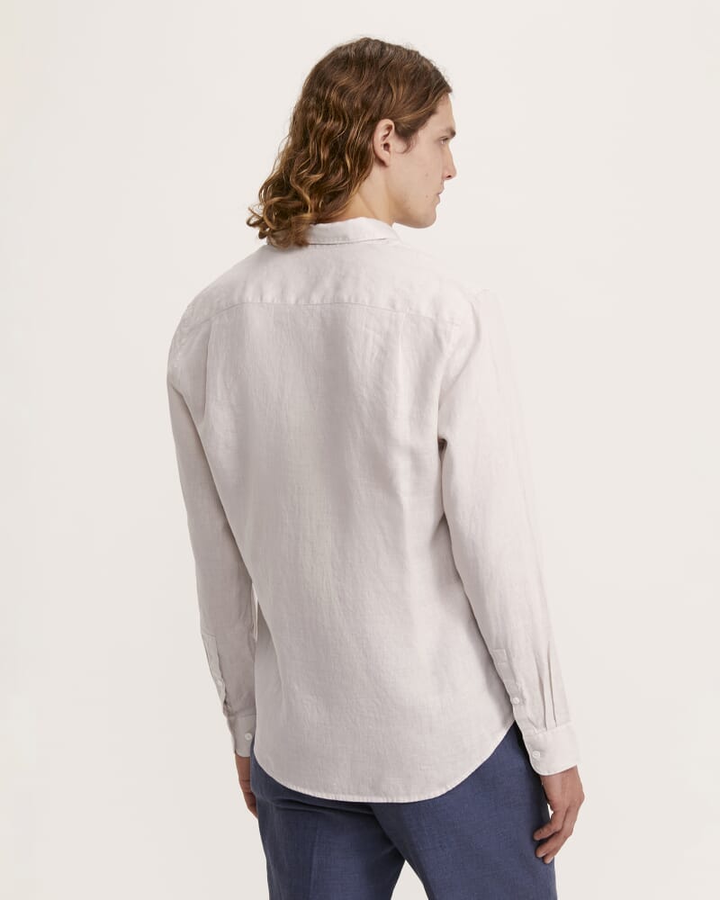Anderson Long Sleeve Classic Linen Shirt in NEUTRAL