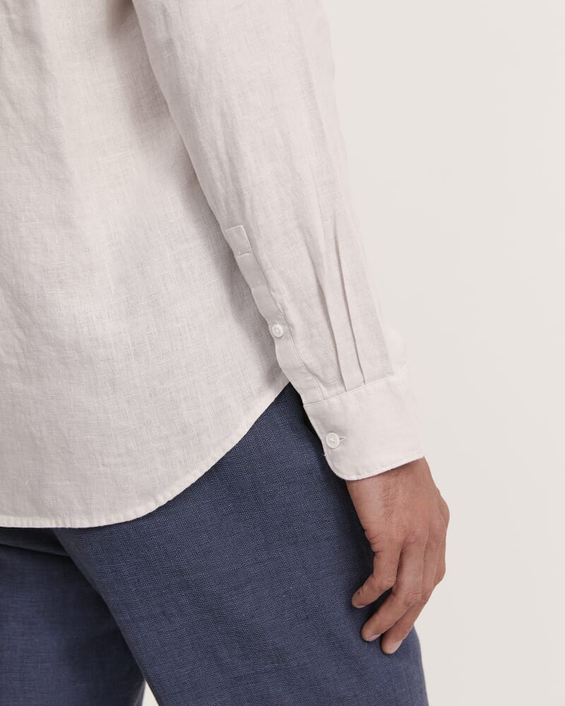 Anderson Long Sleeve Classic Linen Shirt in NEUTRAL