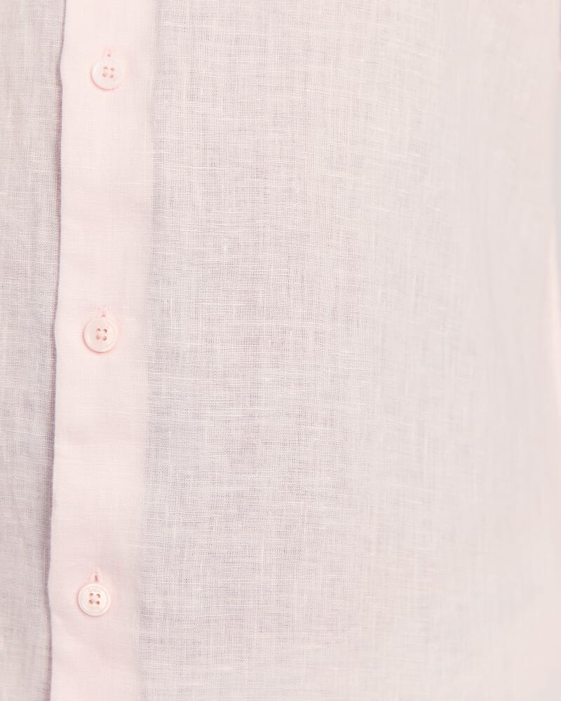 Anderson Long Sleeve Classic Linen Shirt in PINK