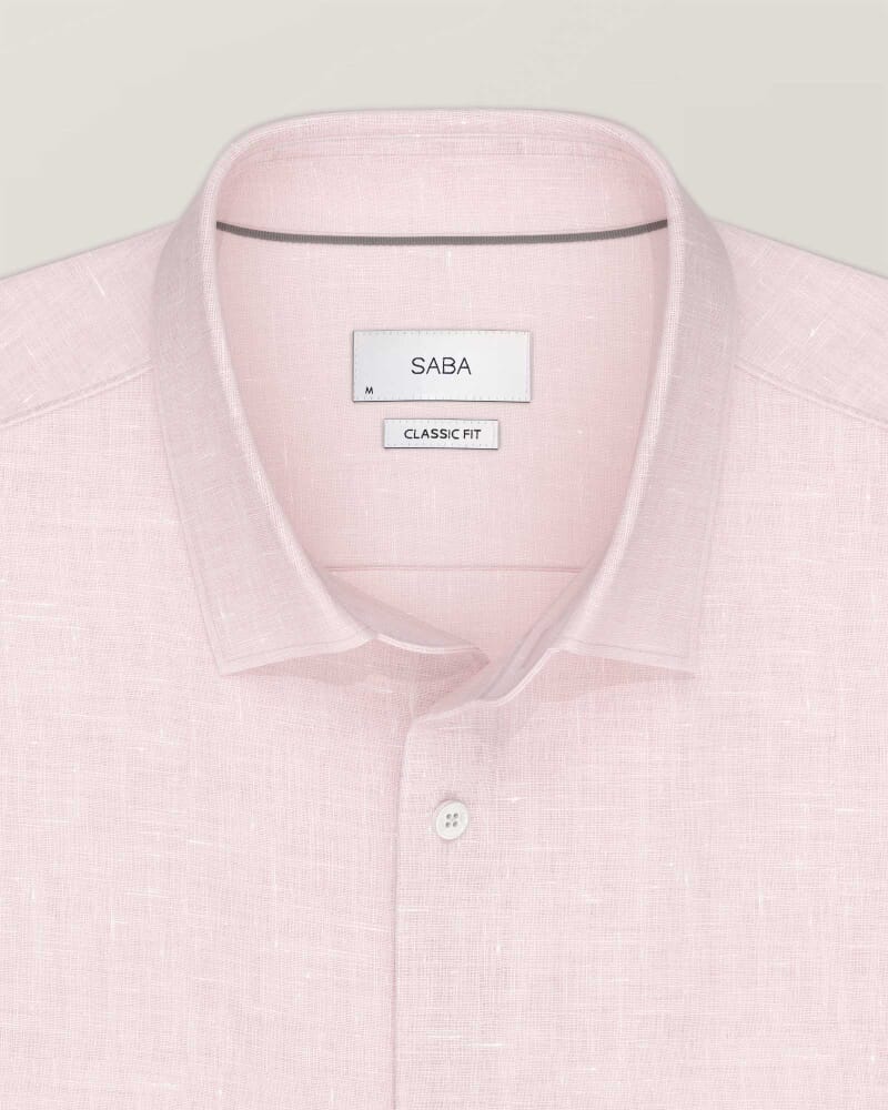Anderson Long Sleeve Classic Linen Shirt in PINK