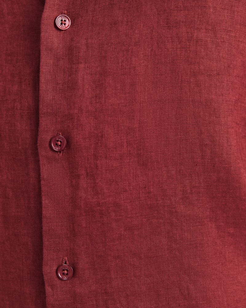 Anderson Long Sleeve Classic Linen Shirt in SANGRIA
