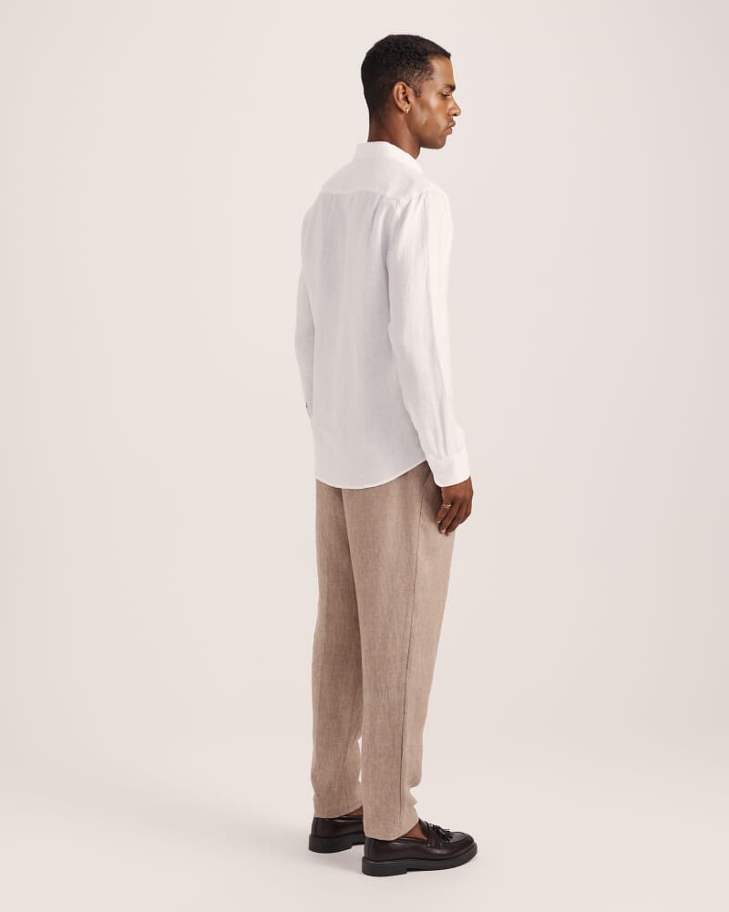 Anderson Long Sleeve Classic Linen Shirt in WHITE