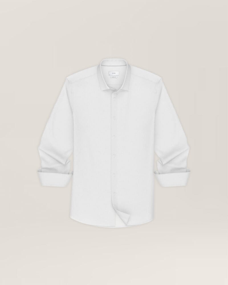 Anderson Long Sleeve Classic Linen Shirt in WHITE