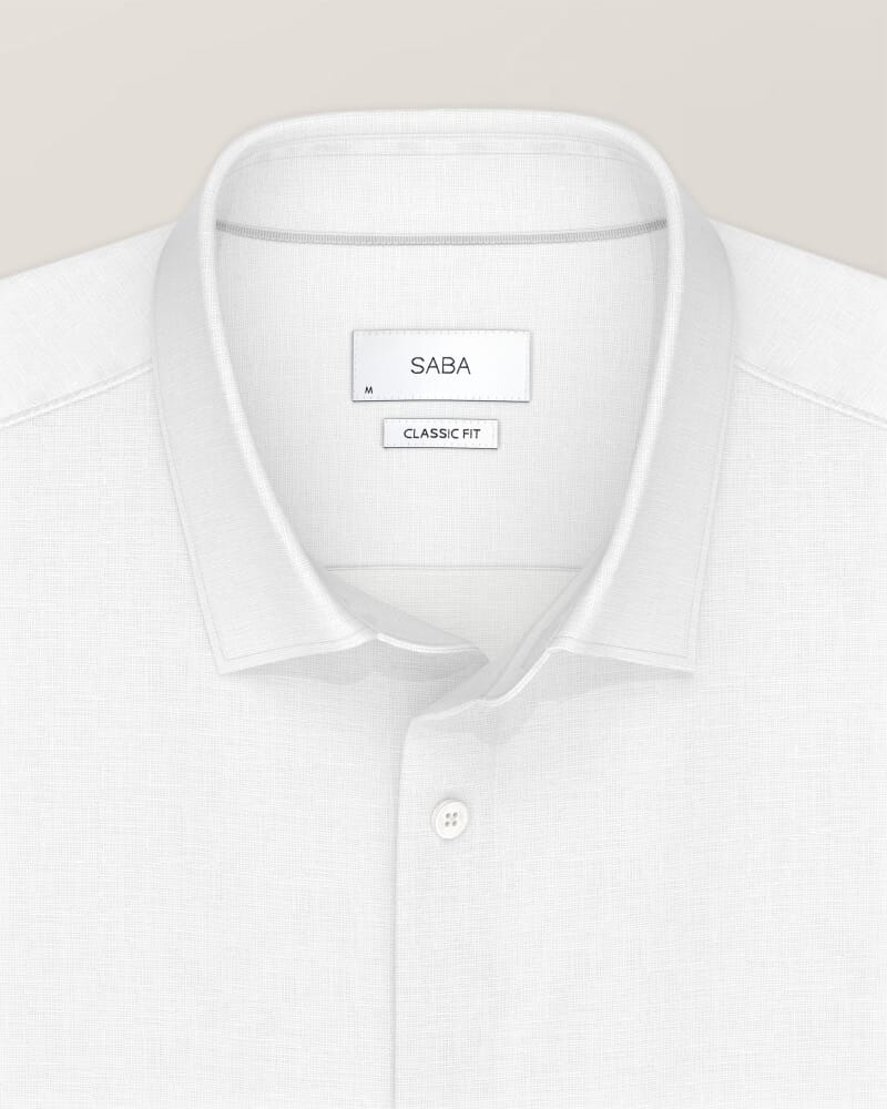 Anderson Long Sleeve Classic Linen Shirt in WHITE