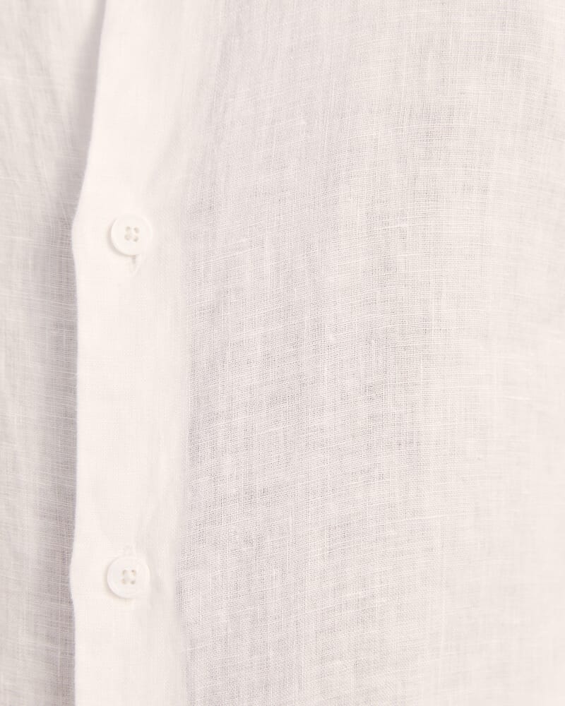 Anderson Long Sleeve Classic Linen Shirt in WHITE