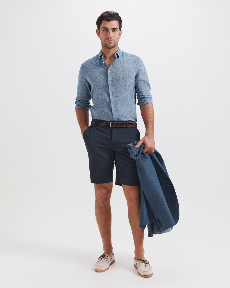 Anderson Classic Yarn Dyed Linen Shirt in DARK CHAMBRAY