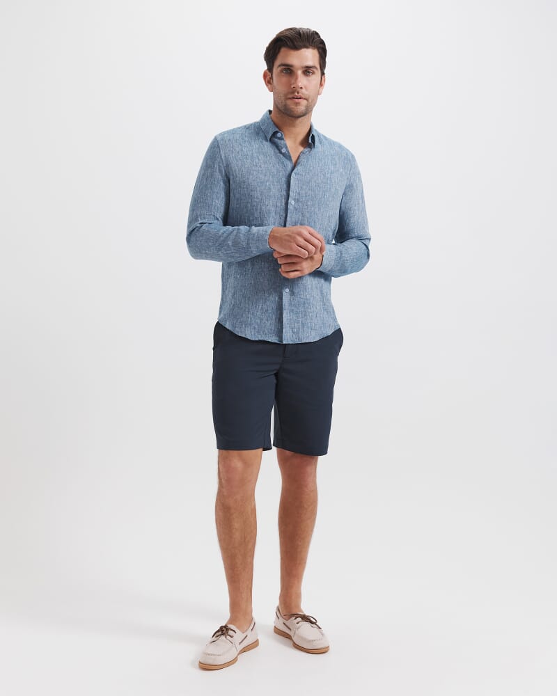 Anderson Classic Yarn Dyed Linen Shirt in DARK CHAMBRAY