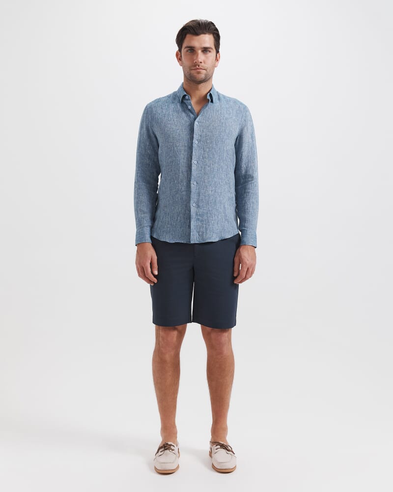 Anderson Classic Yarn Dyed Linen Shirt in DARK CHAMBRAY