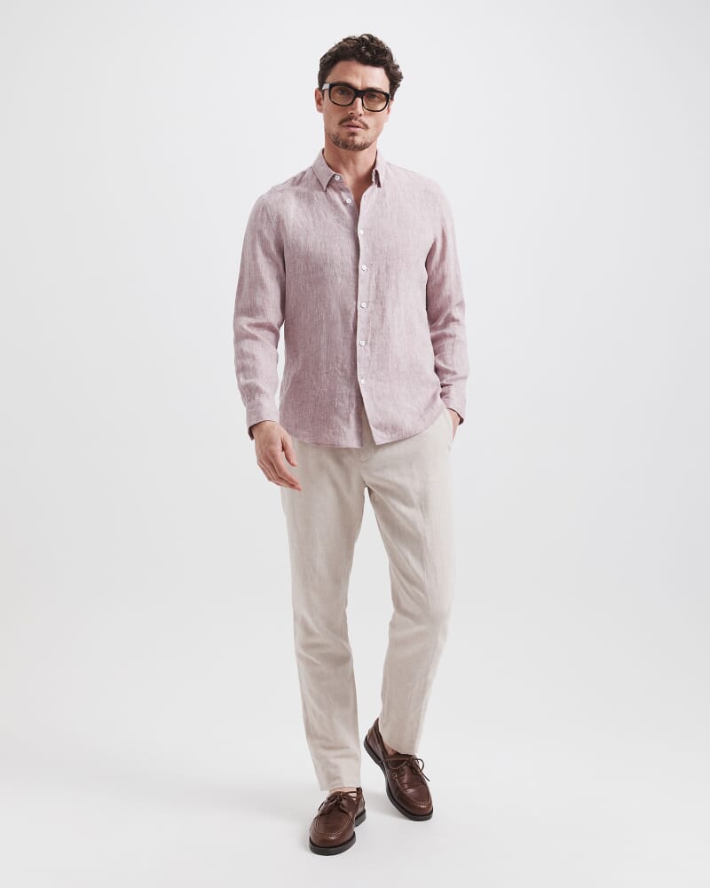 Anderson Classic Yarn Dyed Linen Shirt in MUSK