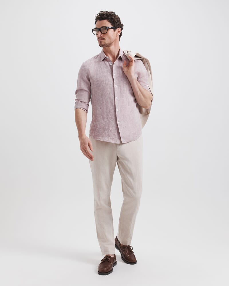 Anderson Classic Yarn Dyed Linen Shirt in MUSK