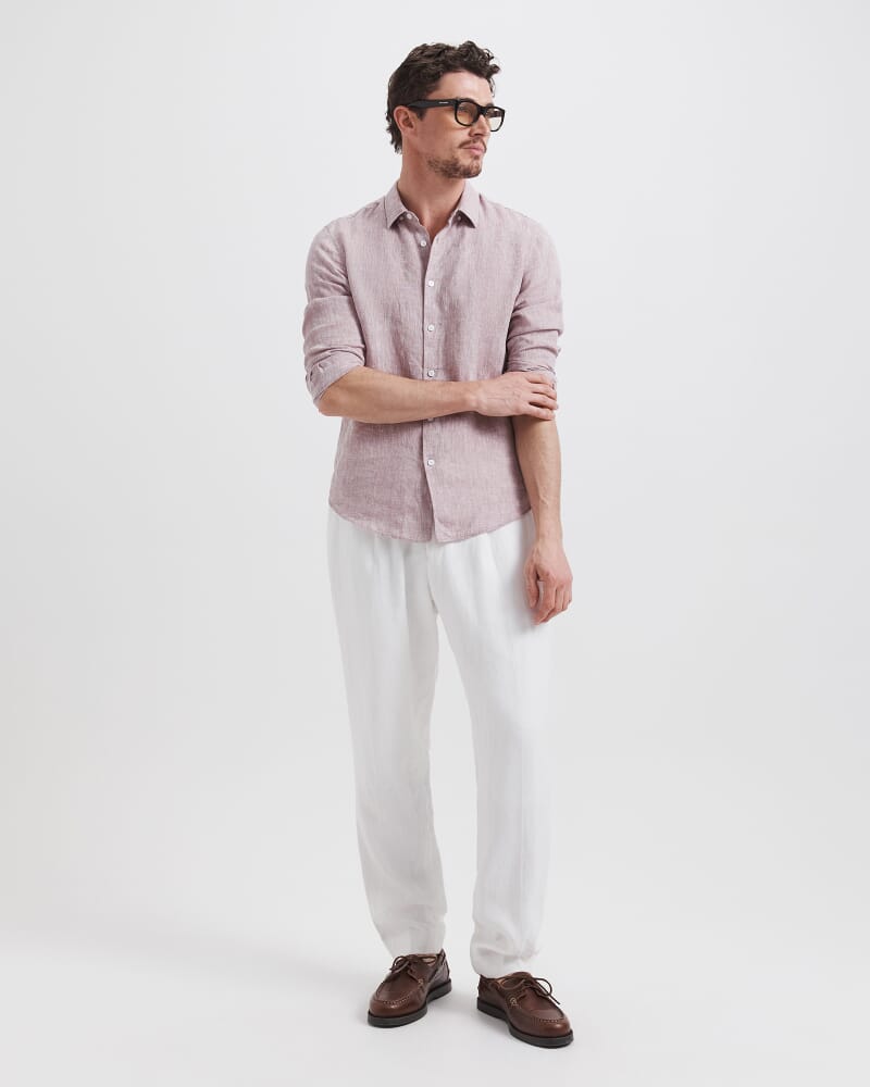 Anderson Classic Yarn Dyed Linen Shirt in MUSK