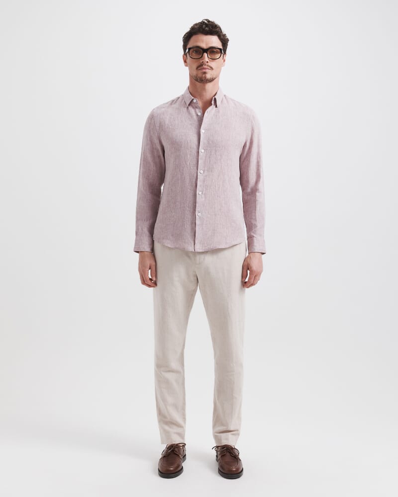 Anderson Classic Yarn Dyed Linen Shirt in MUSK