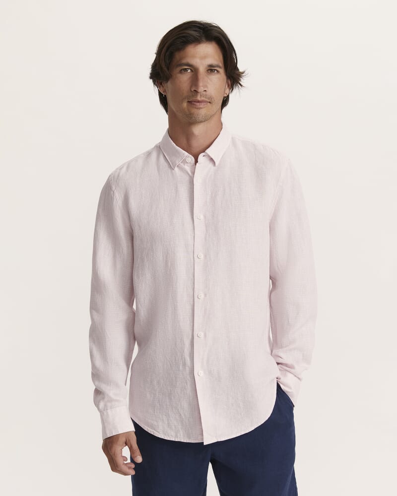Anderson Classic Yarn Dyed Linen Shirt in PINK