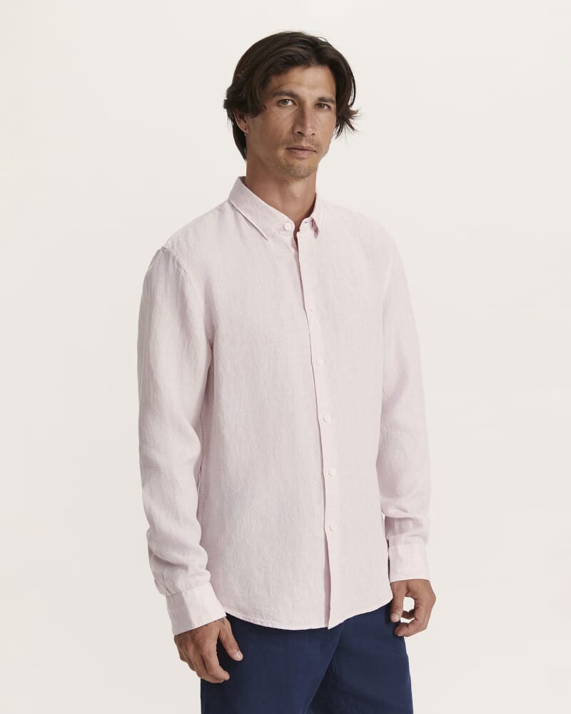 Anderson Classic Yarn Dyed Linen Shirt in PINK