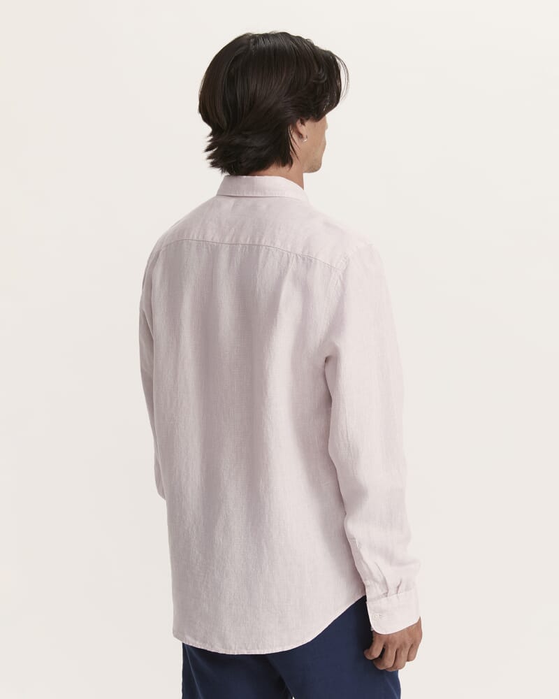 Anderson Classic Yarn Dyed Linen Shirt in PINK