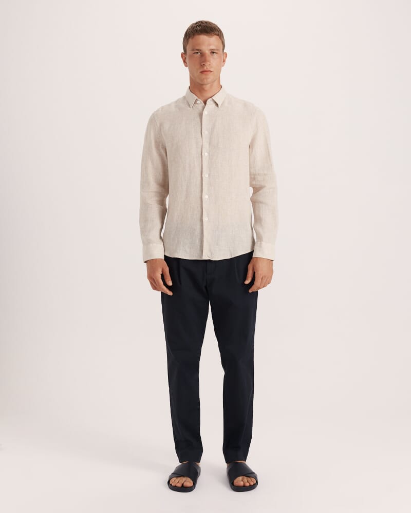 Anderson Classic Yarn Dyed Linen Shirt in SANDSTORM
