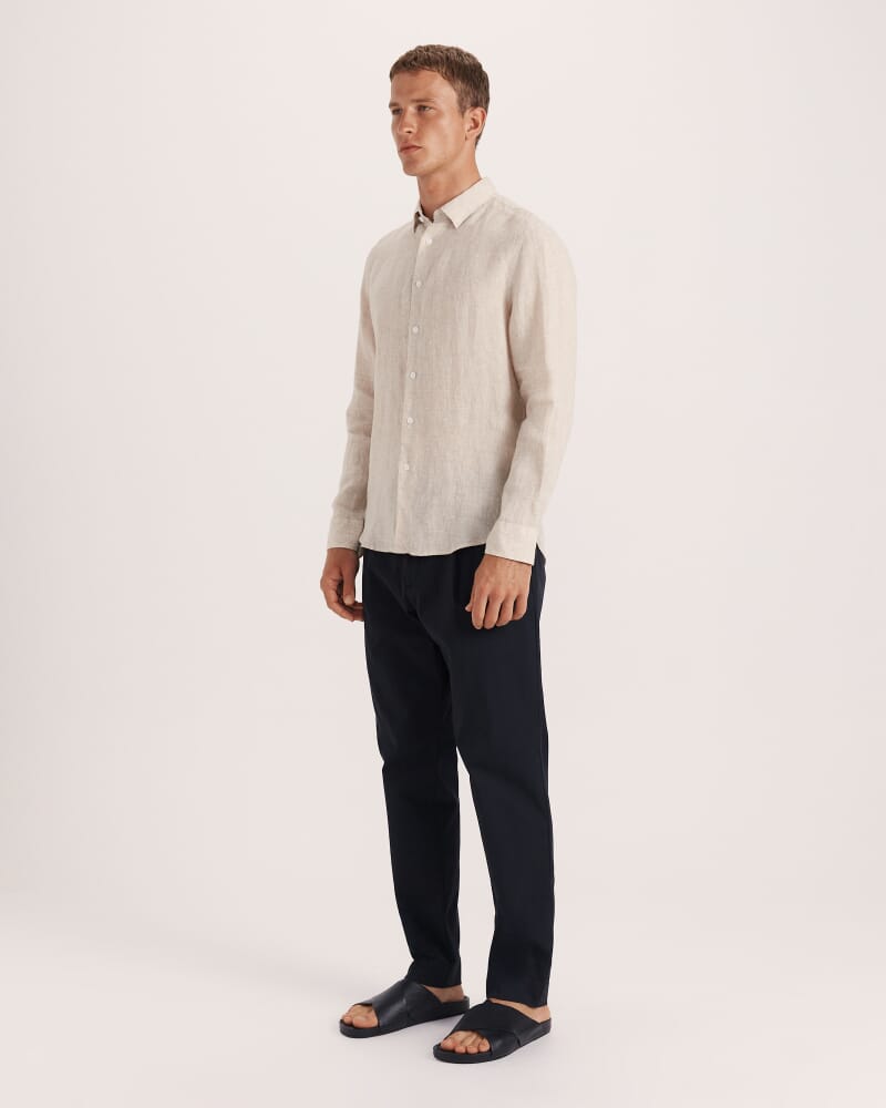 Anderson Classic Yarn Dyed Linen Shirt in SANDSTORM