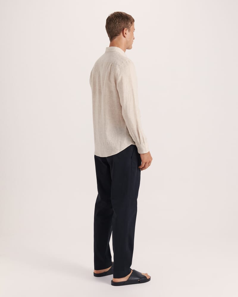 Anderson Classic Yarn Dyed Linen Shirt in SANDSTORM