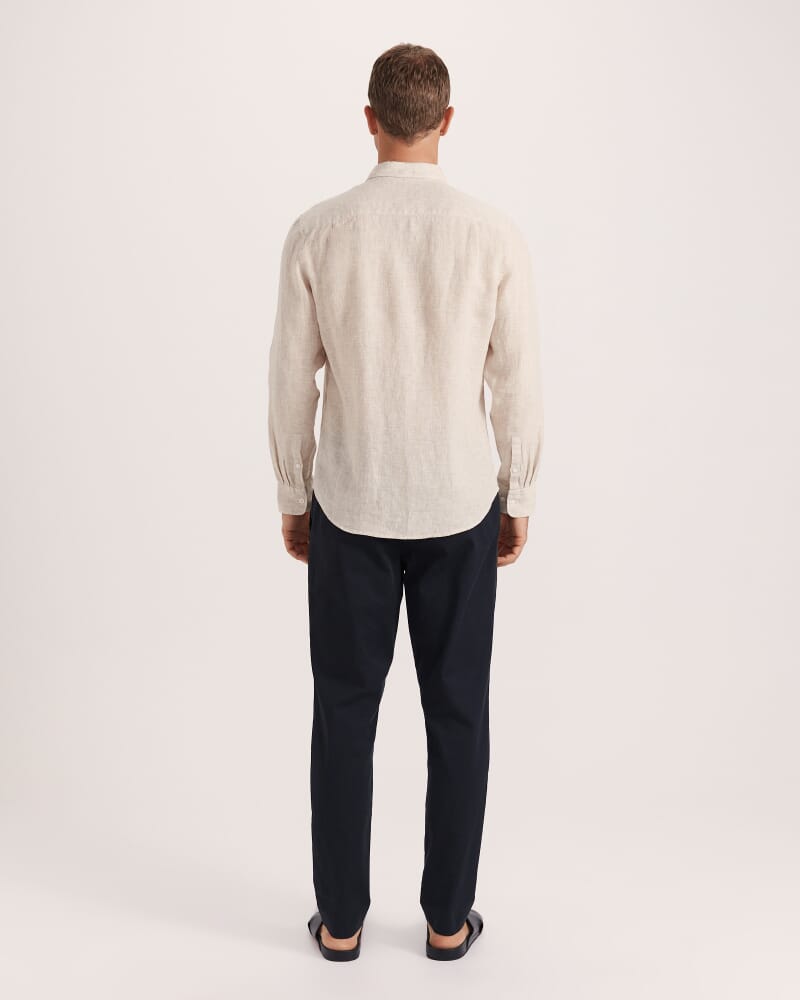 Anderson Classic Yarn Dyed Linen Shirt in SANDSTORM
