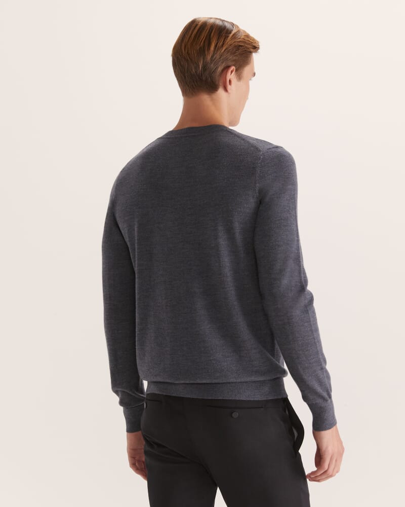 Franklin Merino Wool V Neck Knit in CHARCOAL