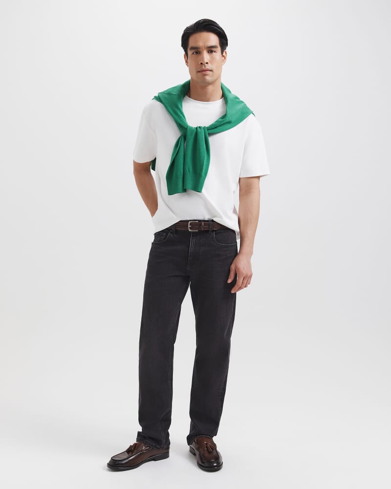 Franklin Merino Wool V Neck Knit in GRASS