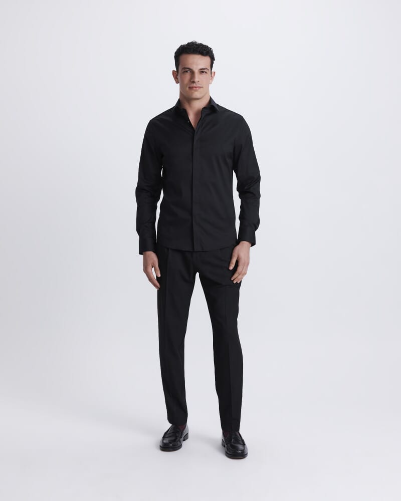 Stretch Poplin Shirt in BLACK