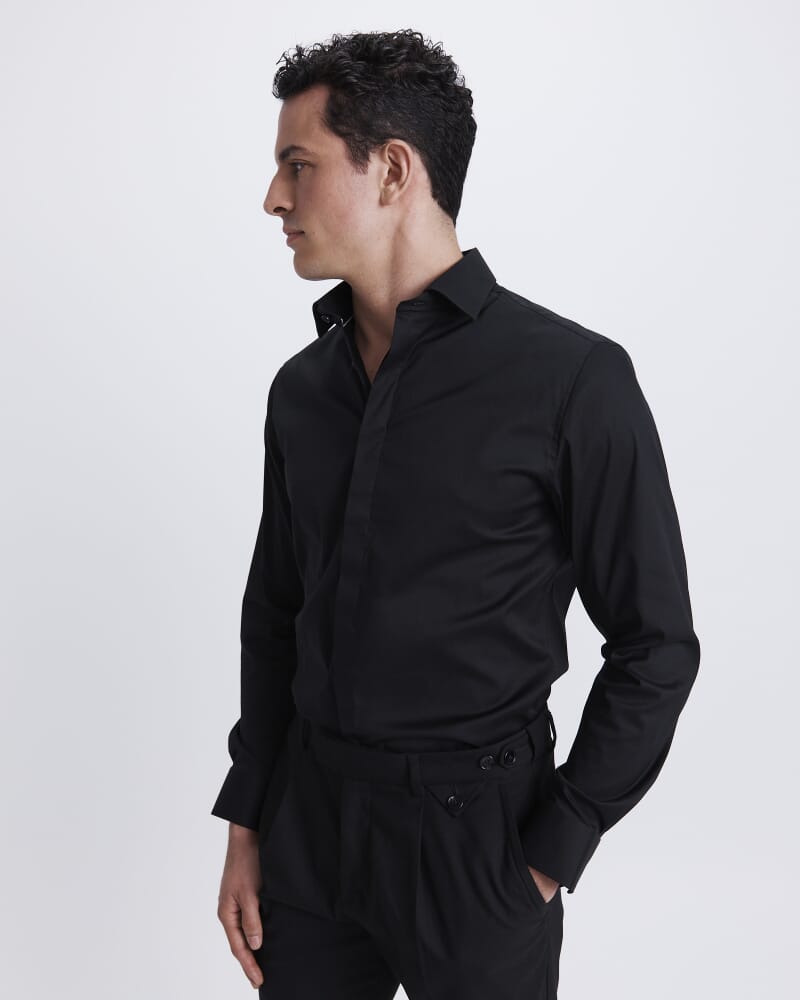 Stretch Poplin Shirt in BLACK