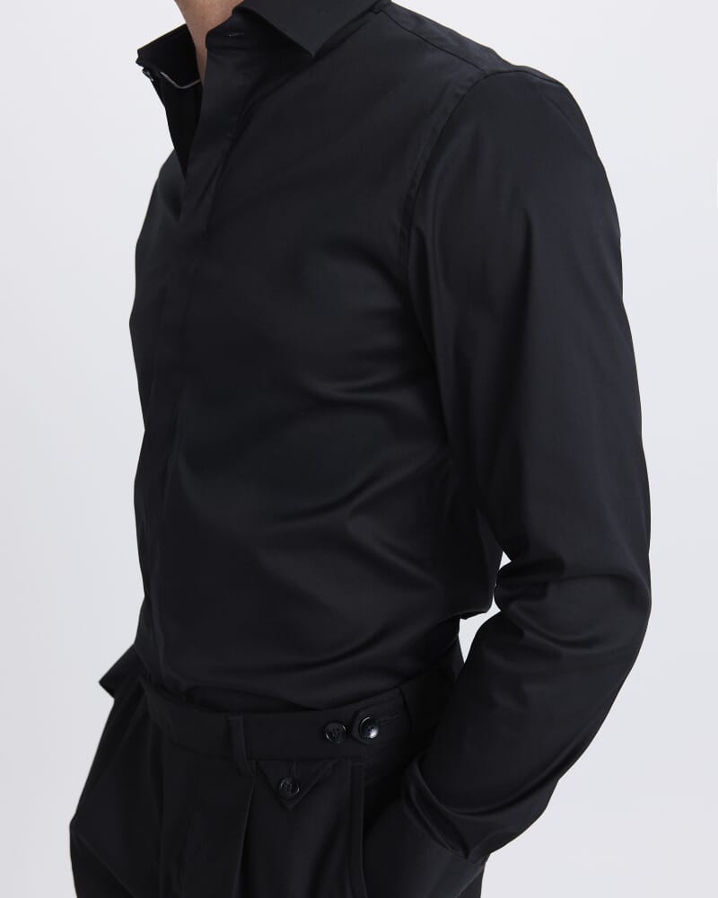 Stretch Poplin Shirt in BLACK