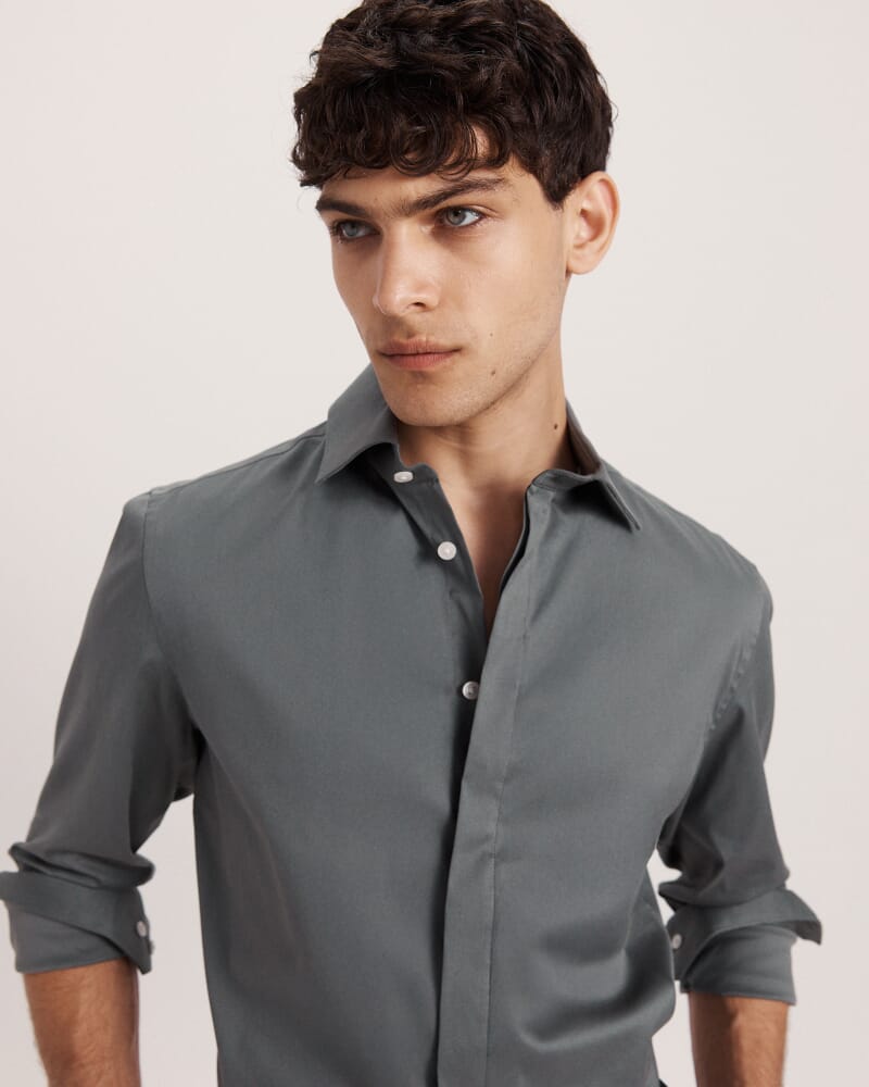 Stretch Poplin Shirt in DARK GREEN