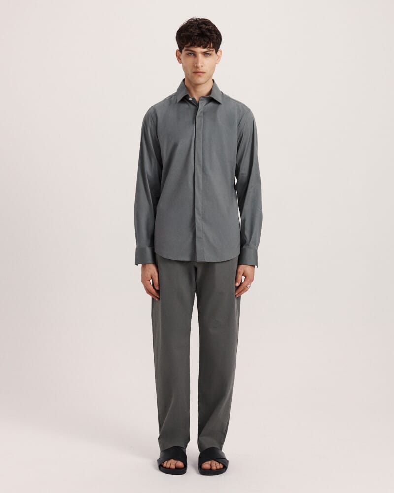 Stretch Poplin Shirt in DARK GREEN