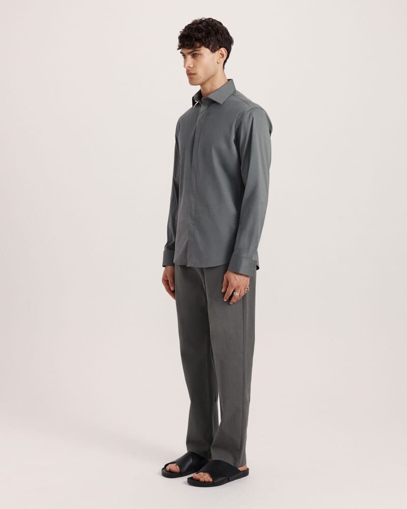 Stretch Poplin Shirt in DARK GREEN