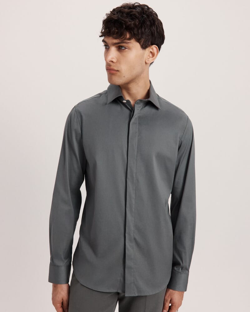 Stretch Poplin Shirt in DARK GREEN