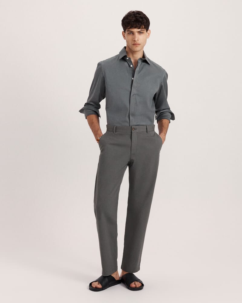 Stretch Poplin Shirt in DARK GREEN