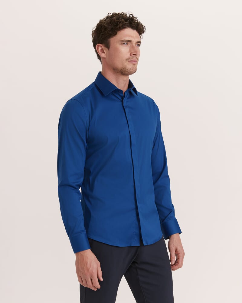 Stretch Poplin Shirt in DEEP BLUE