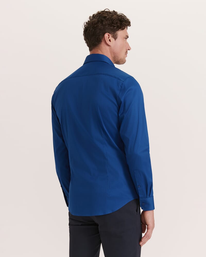 Stretch Poplin Shirt in DEEP BLUE