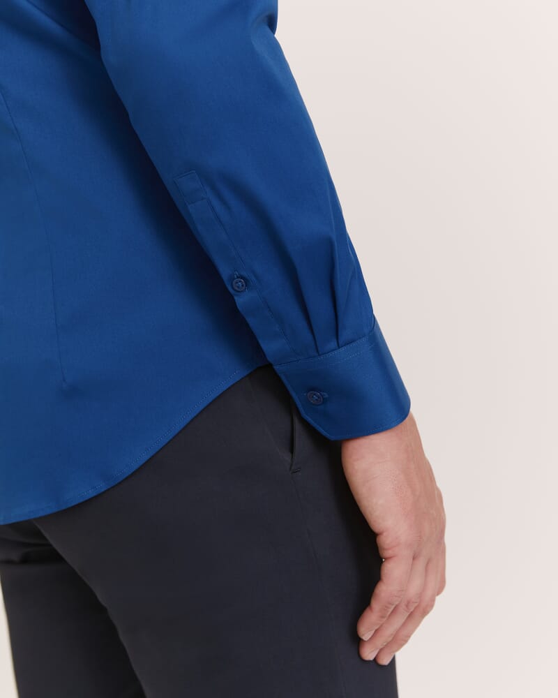 Stretch Poplin Shirt in DEEP BLUE