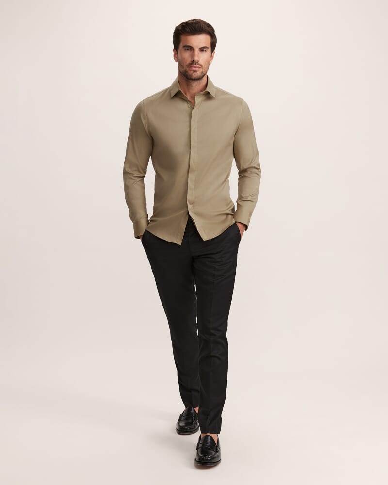 Stretch Poplin Shirt in KHAKI