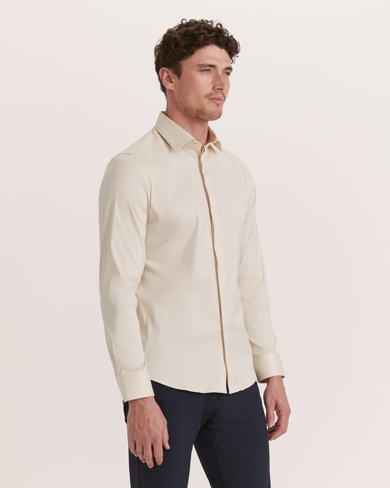 Stretch Poplin Shirt in LIGHT KHAKI
